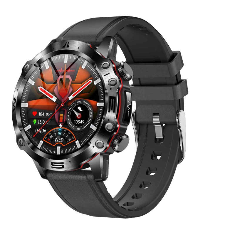 Спортен смарт часовник NORTH EDGE ET482 BLACK LEATHER