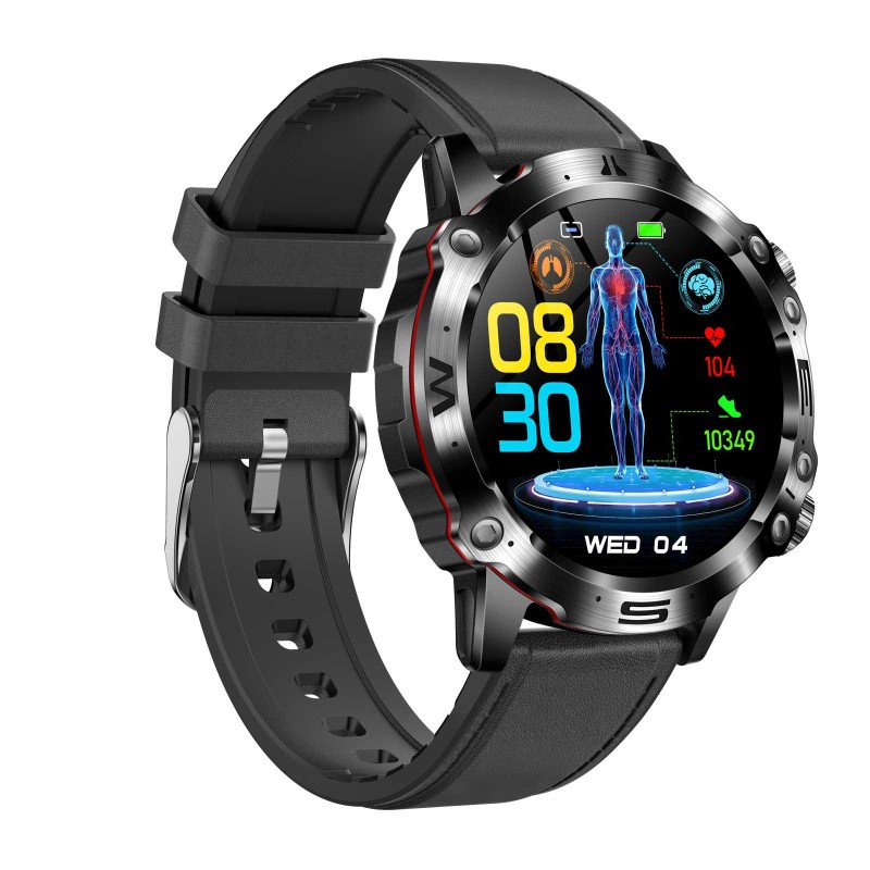 Спортен смарт часовник NORTH EDGE ET482 BLACK LEATHER