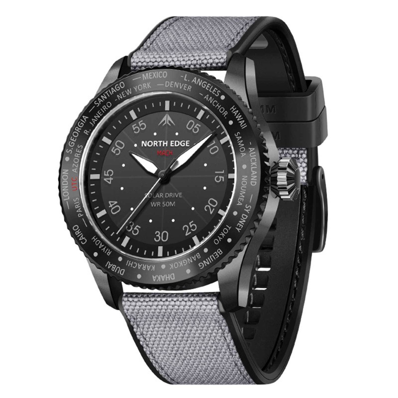 Соларен часовник NORTH EDGE MACH BLACK