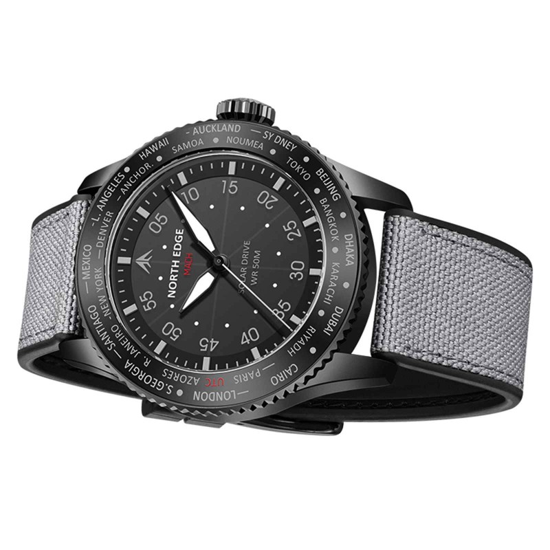 Соларен часовник NORTH EDGE MACH BLACK