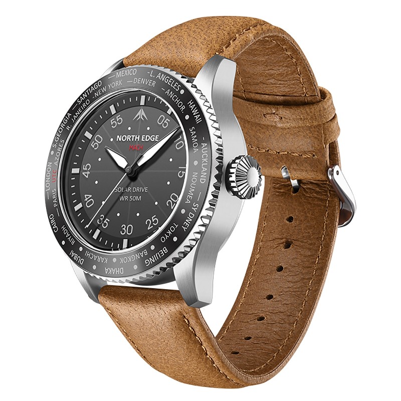 Соларен часовник NORTH EDGE MACH SILVER