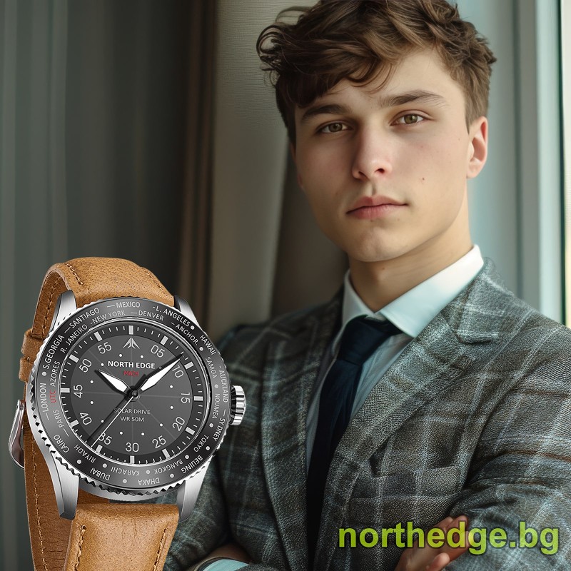 Соларен часовник NORTH EDGE MACH SILVER
