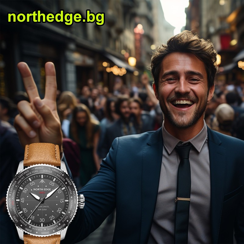 Соларен часовник NORTH EDGE MACH SILVER